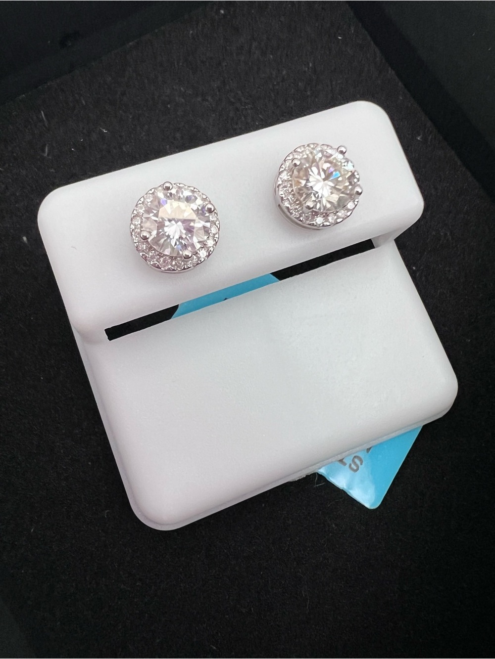 .925 Sterling Silver 1.83 CTW VVSD Moissanite Round Halo Stud Earrings